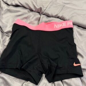 Nike Pro Women's Black and Coral Pink Pro Shorts